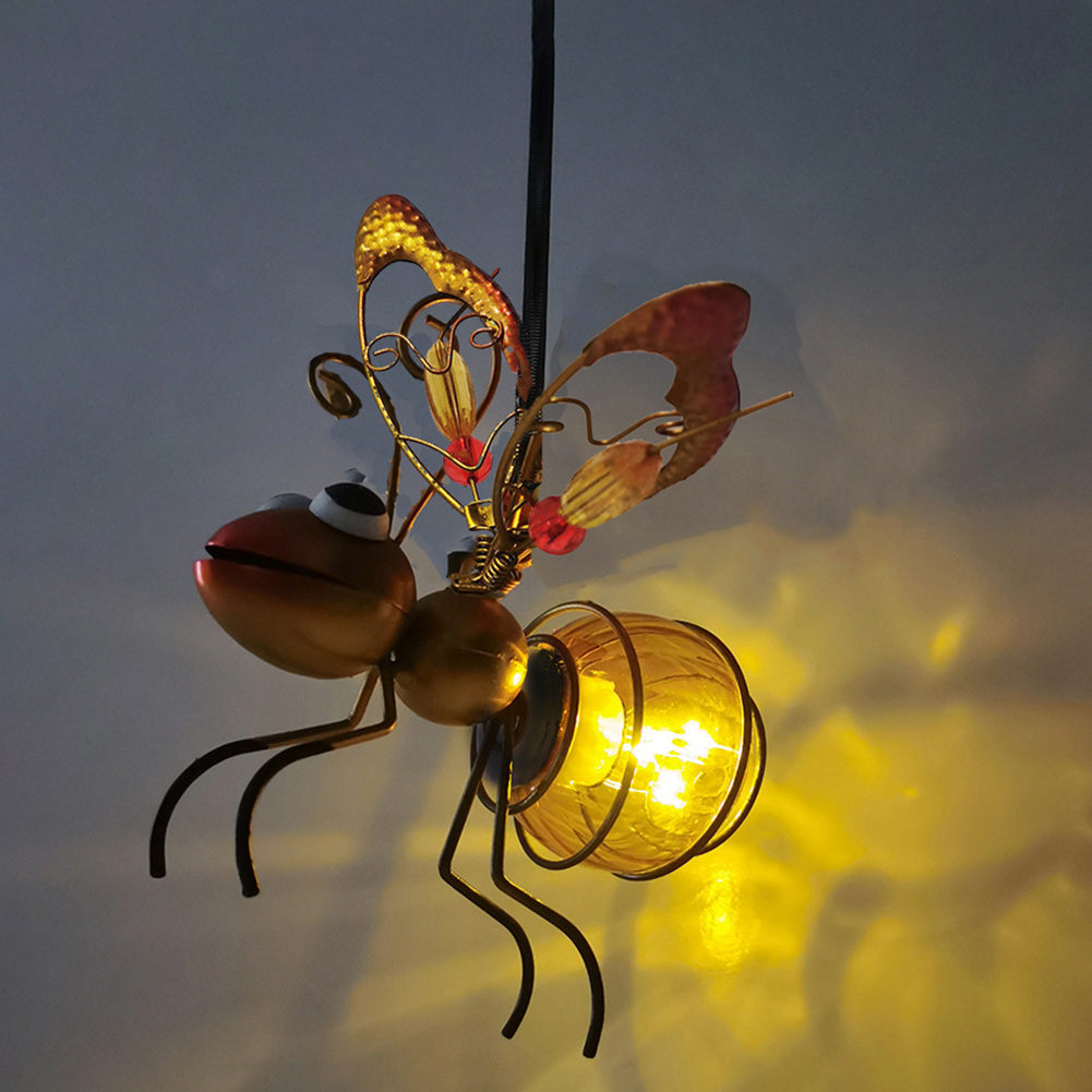 Lighting Bug Decor - Solar Powered Hanging Bees Light Metal