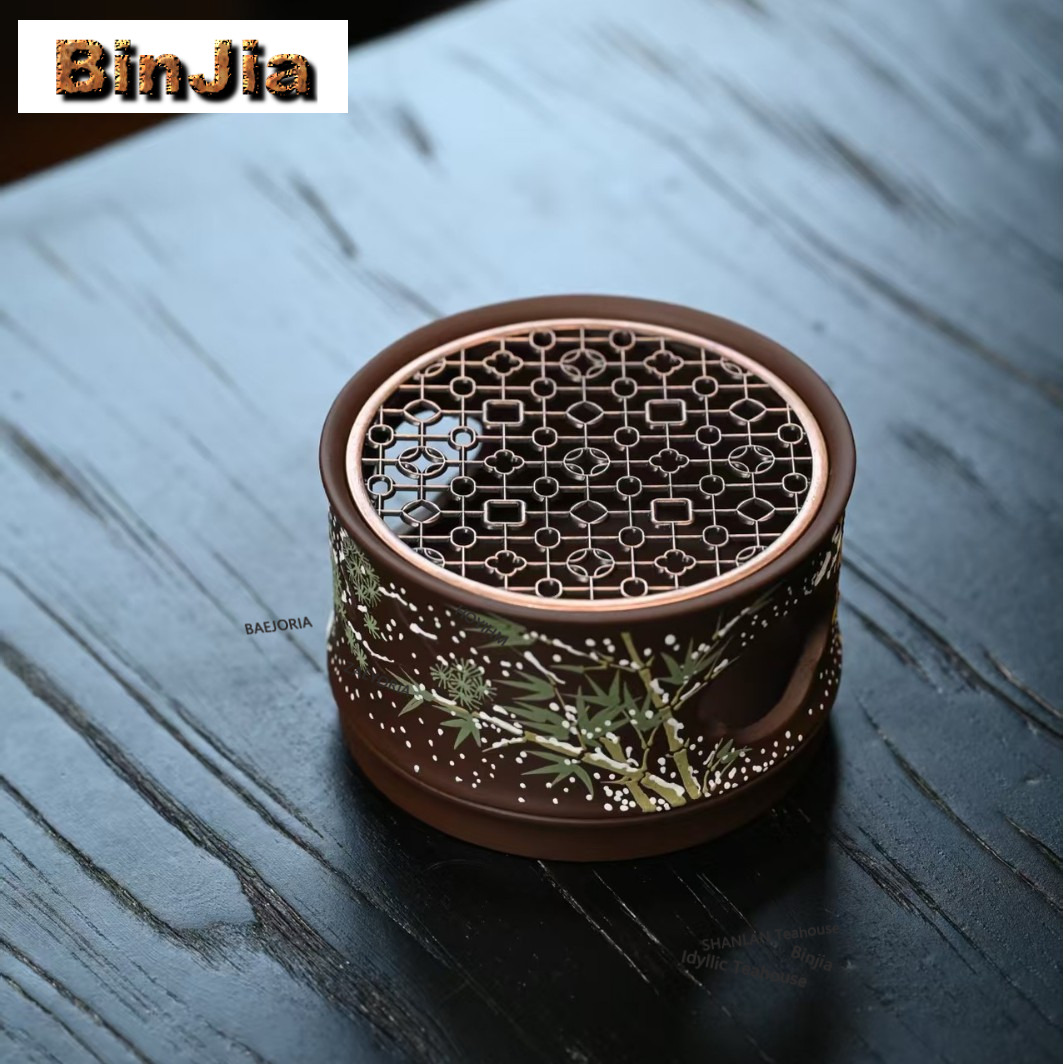 Candle Holder Set - Yixing Zisha Clay Painting Tea Warmer