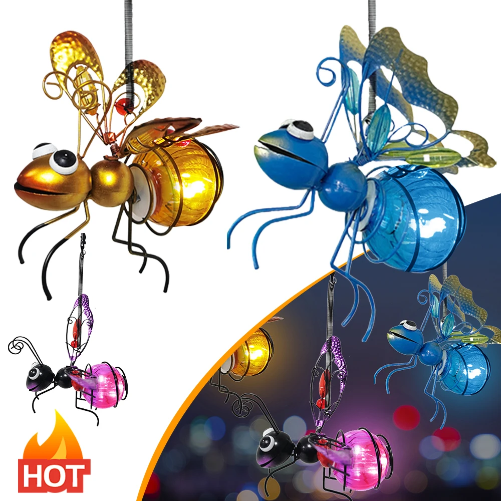 Lighting Bug Decor - Solar Powered Hanging Bug Light Metal