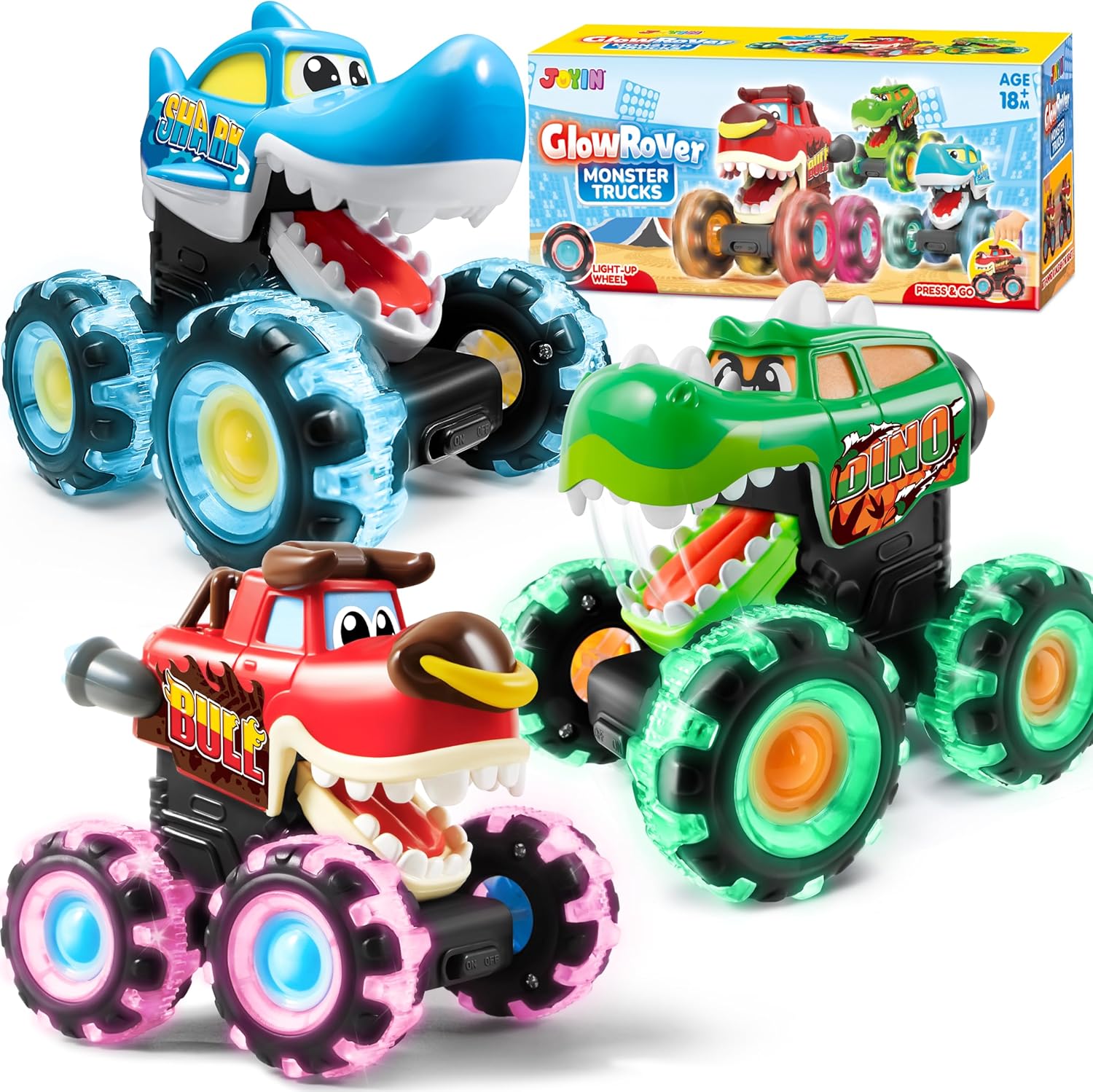 Lighting Christmas Decor - JOYFY 3 Pack Monster Truck Toy