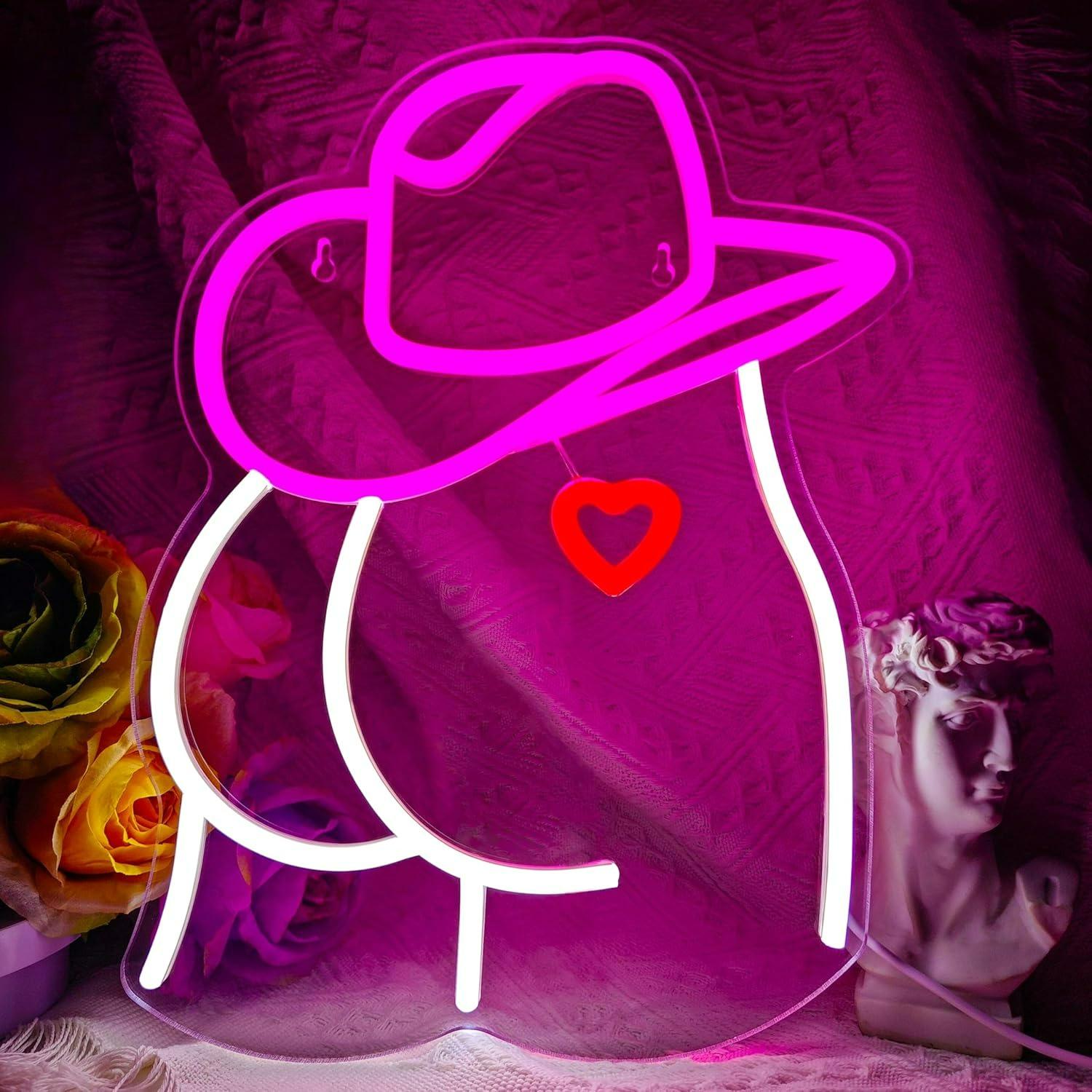 Lighting Christmas Decor - Cowgirl Neon Sign Dimmable LED Light