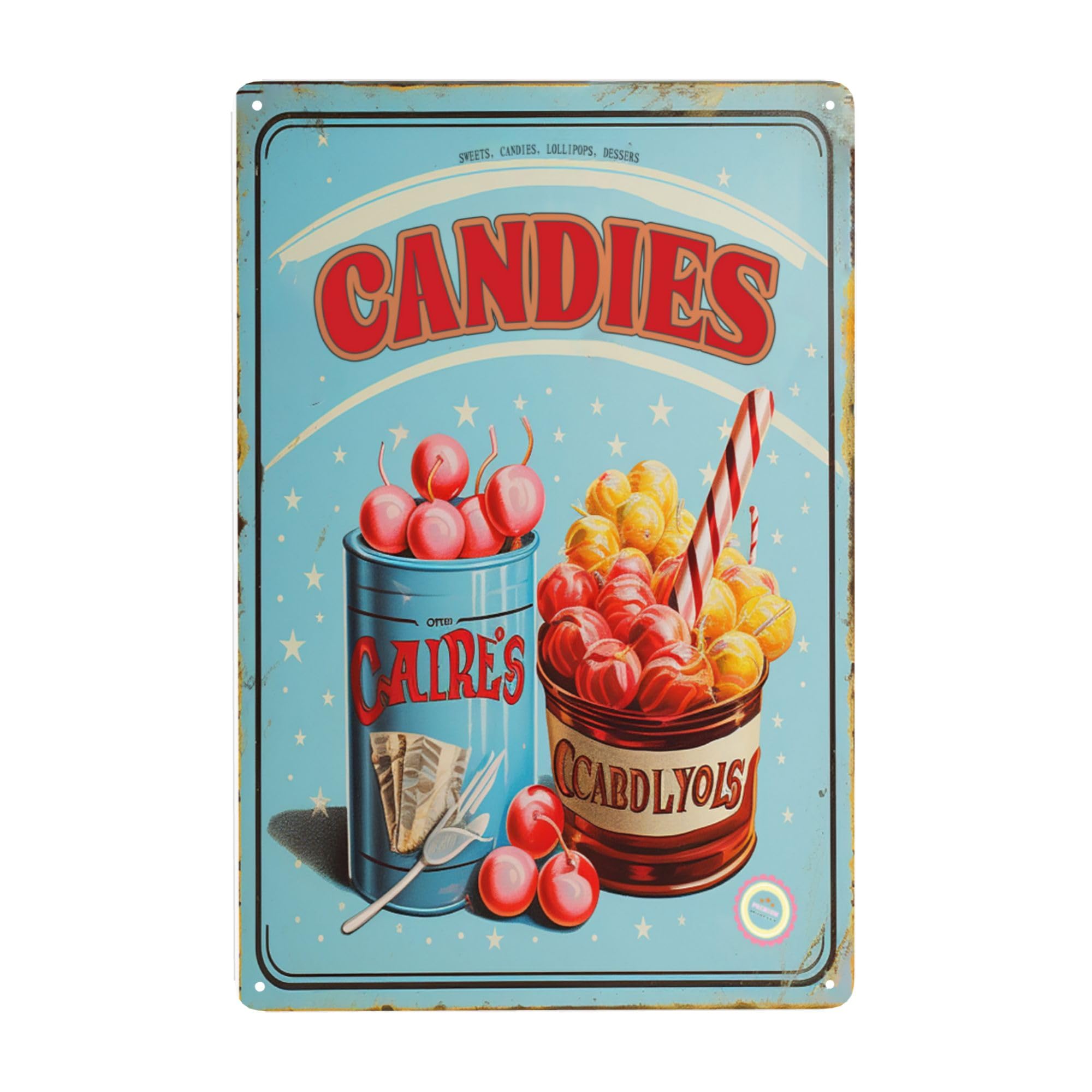 Restaurant Lighting Decoration - Decor ;; Candies Tin Signs,Light Blue
