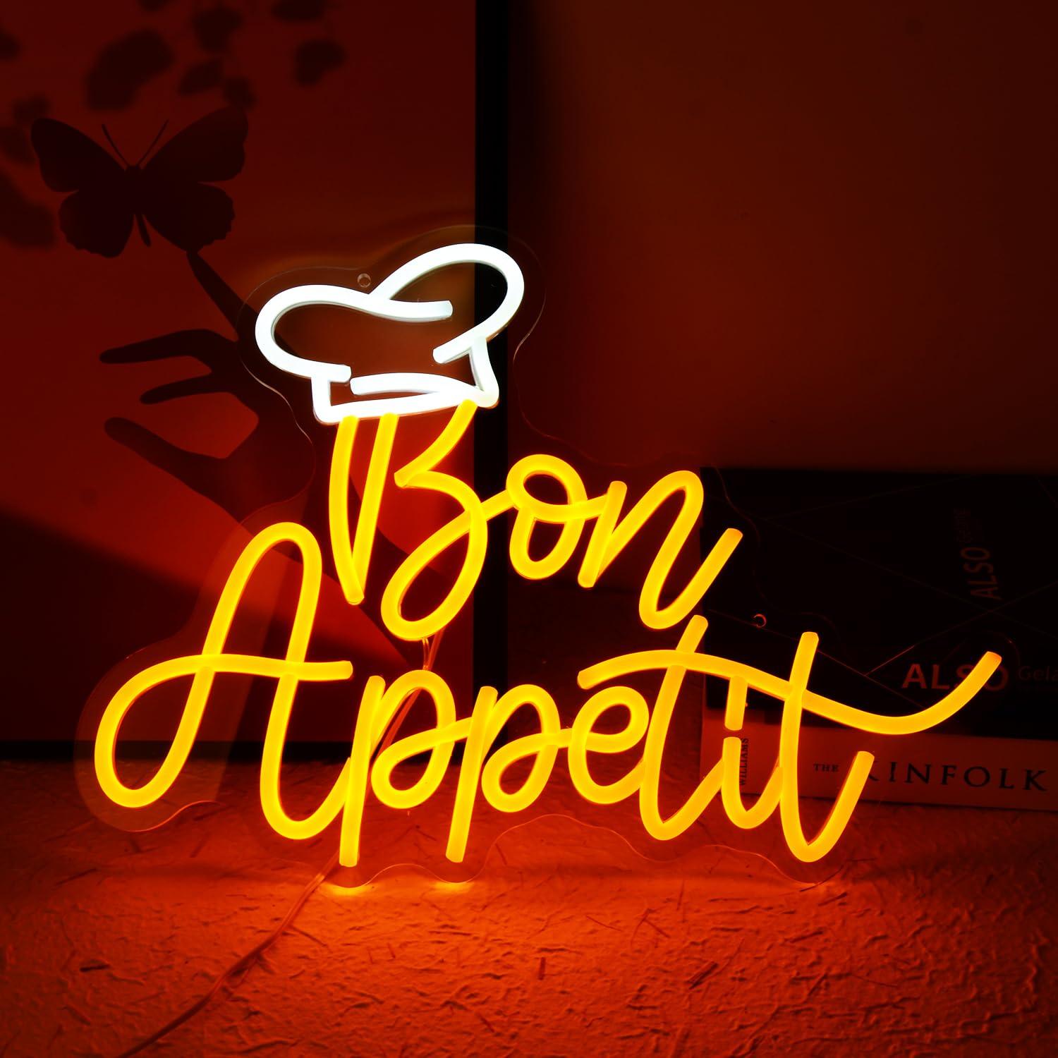 Restaurant Lighting Decoration - Bon Appetit Chef Hat Neon Sign