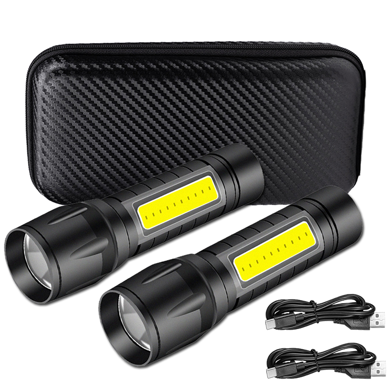 Lighting Christmas Decor - Portable COB+LED Camping Light Flashlight USB