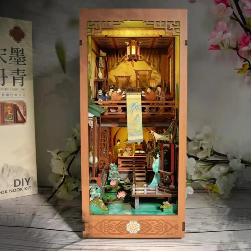 Lighting Decor For House - OUZEY Wooden Book Nook Shelf Insert