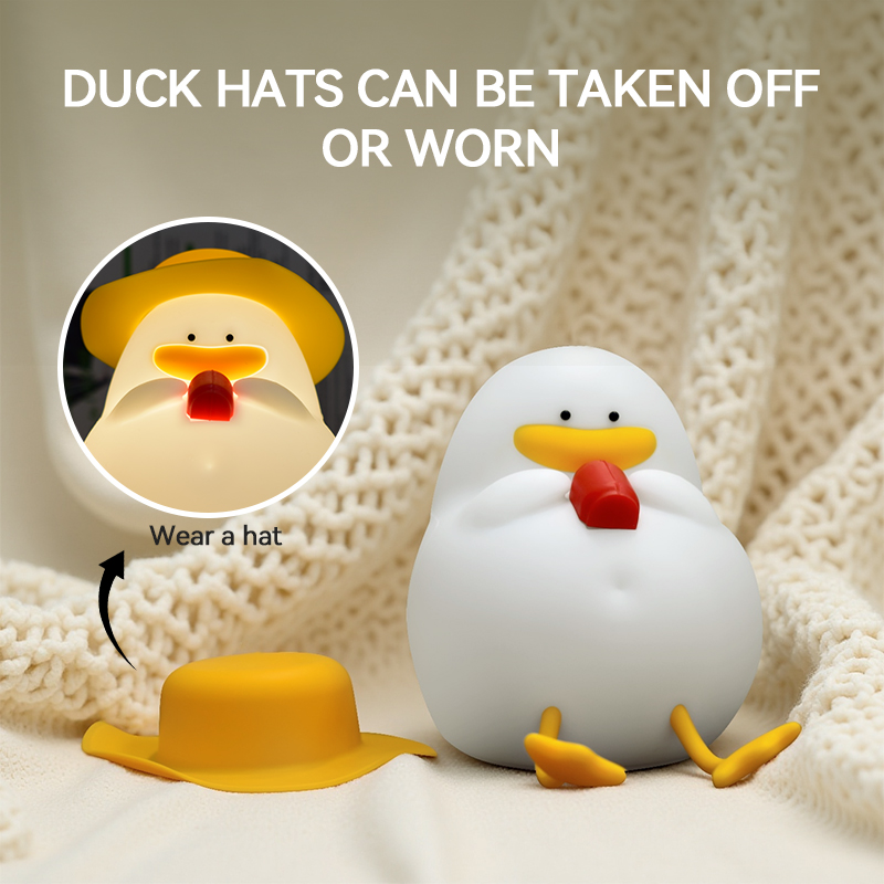 Lighting Decoration - Happy Duck Night Light,Touch-Control Bedside Lamp,Chargable