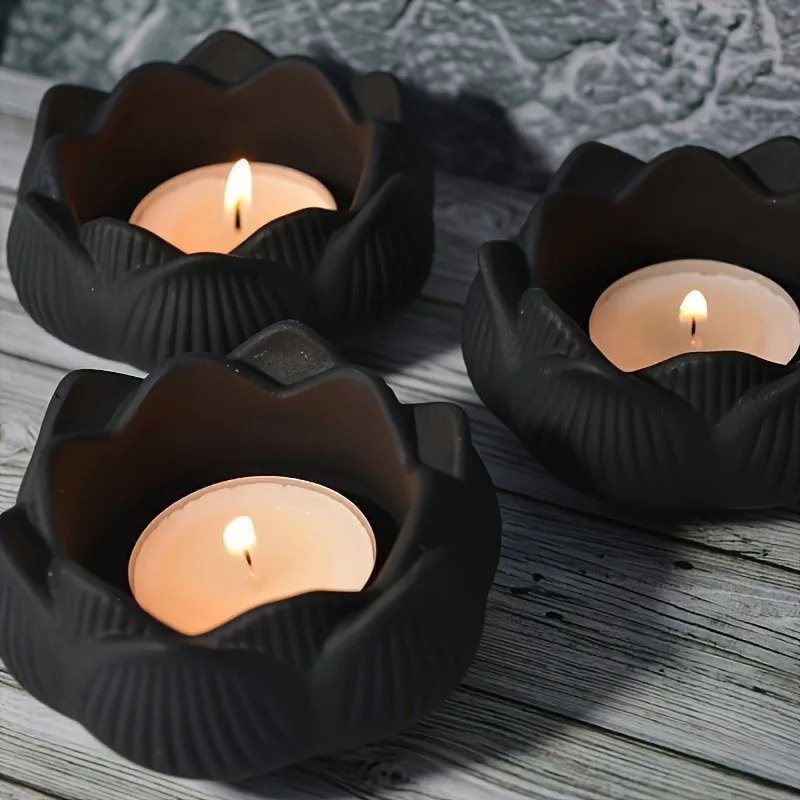 Candle Holder Set - 1pc DIY Lotus Flower Silicone Resin