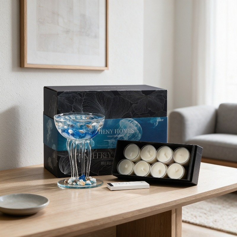 Candle Holder Set - Creative Glass Candle Holder with Jellyfish