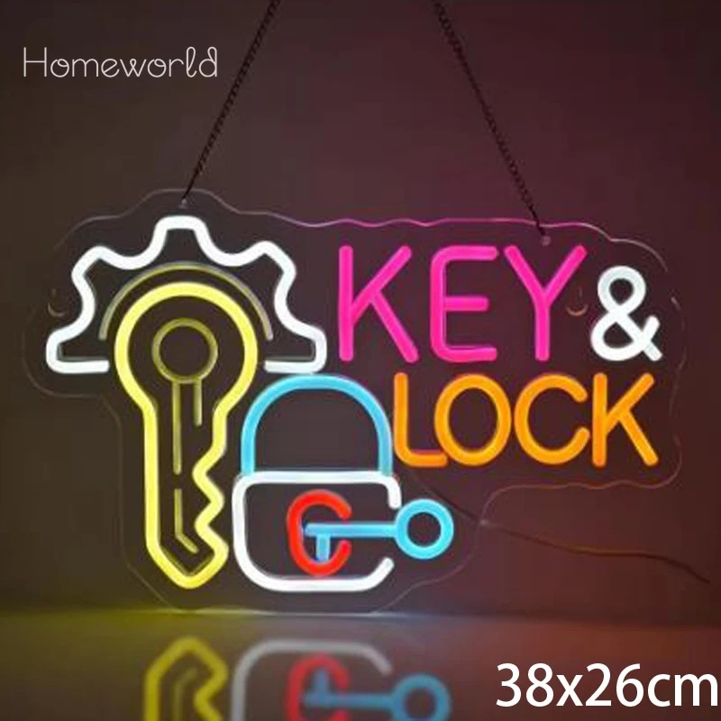 Lighting Decor Rentals - Key Lock Neon Sign Hanging Neon