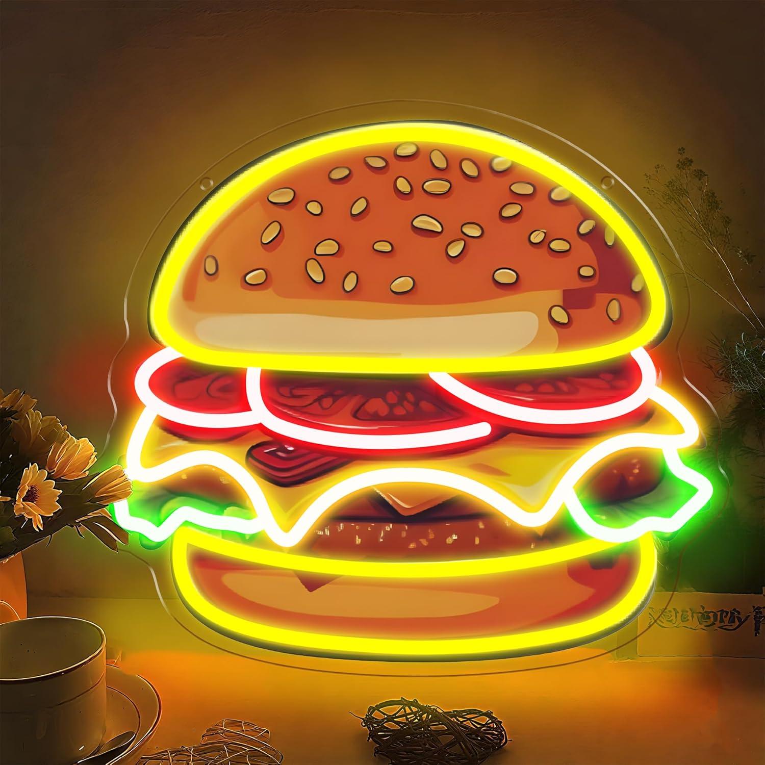 Restaurant Lighting Decoration - Burger Neon Sign LED Hamburger Wall