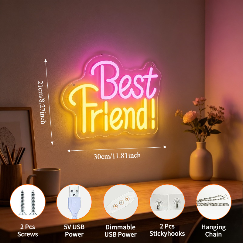 Best Friend Neon Light Sign Di - đánh giá và giá Bedroom Lighting Decor Ideas