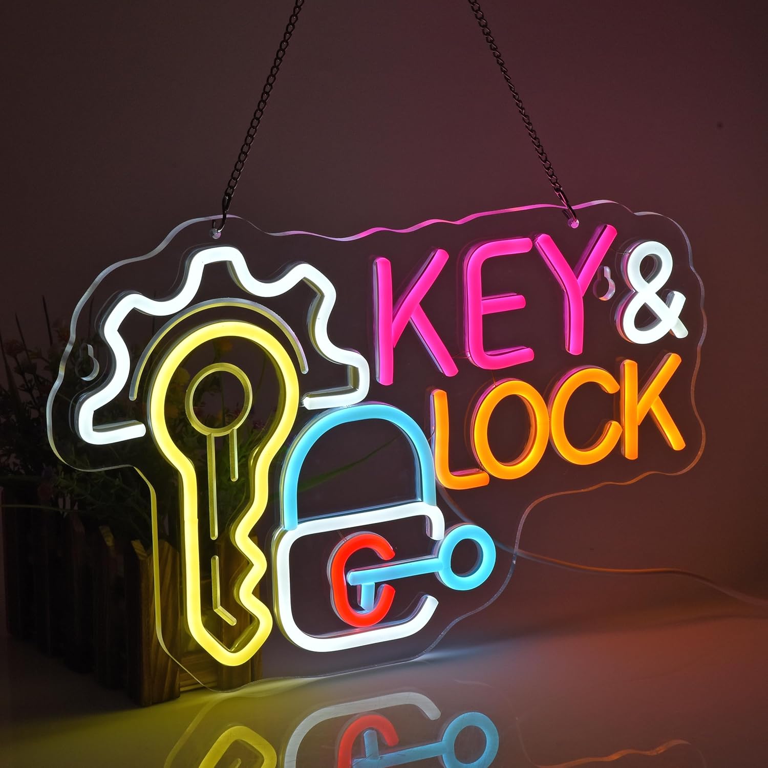 Key Lock Neon Sign Hanging Neo - đánh giá và giá Lighting Decor Rentals