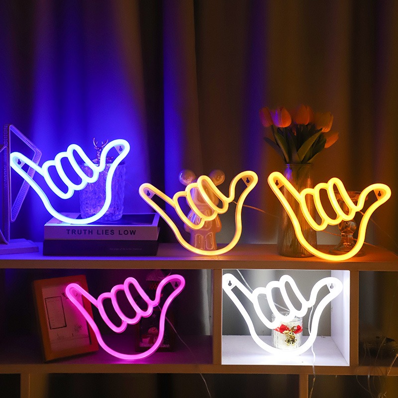 LED Neon Sign Peace Hand Win V - đánh giá và giá Ok Lighting Decor