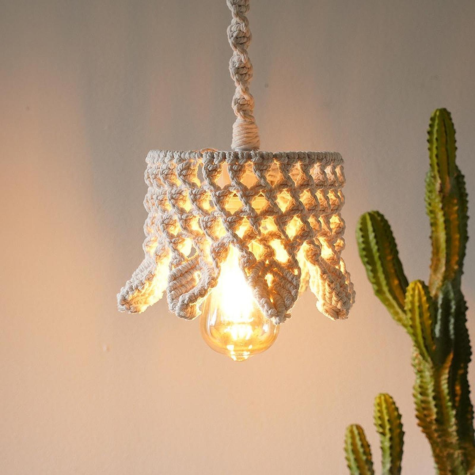 Cotton Rope Woven Lamp Shade L - đánh giá và giá Bedroom Lighting Decor Ideas
