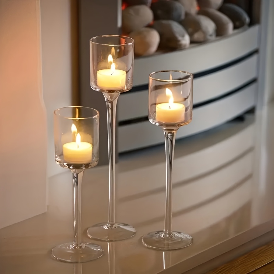 3PCS Transparent Glass Candle  - đánh giá và giá Candle Holder Set