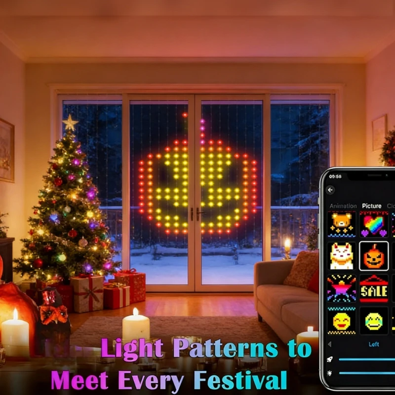 Smart 400LED Curtain Lights, M - đánh giá và giá Lighting Christmas Decor