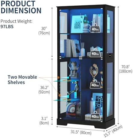 71'' Display Cabinet with 5-Ti - đánh giá và giá Lighting & Home Decor Studio