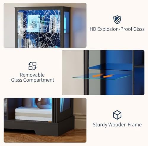71'' Display Cabinet with 5-Ti - đánh giá và giá Lighting & Home Decor Studio