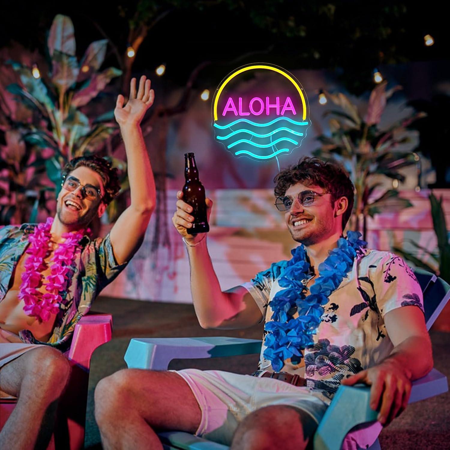 Aloha Sunset Wave Neon Sign US - đánh giá và giá Lighting Decor Rentals