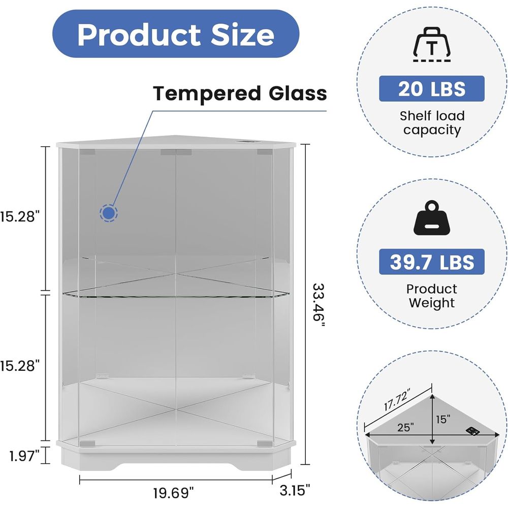 2-Tier Glass Display Cabinet w - đánh giá và giá Lighting & Home Decor Studio