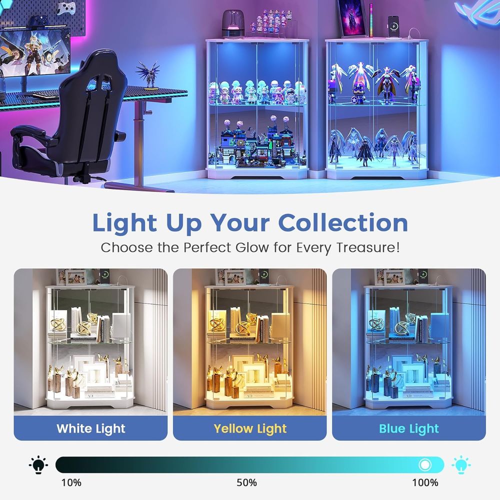 2-Tier Glass Display Cabinet w - đánh giá và giá Lighting & Home Decor Studio