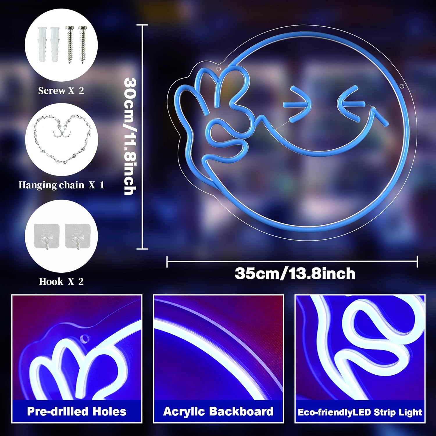 Emoji Smile OK  Neon Sign USB  - đánh giá và giá Ok Lighting Decor