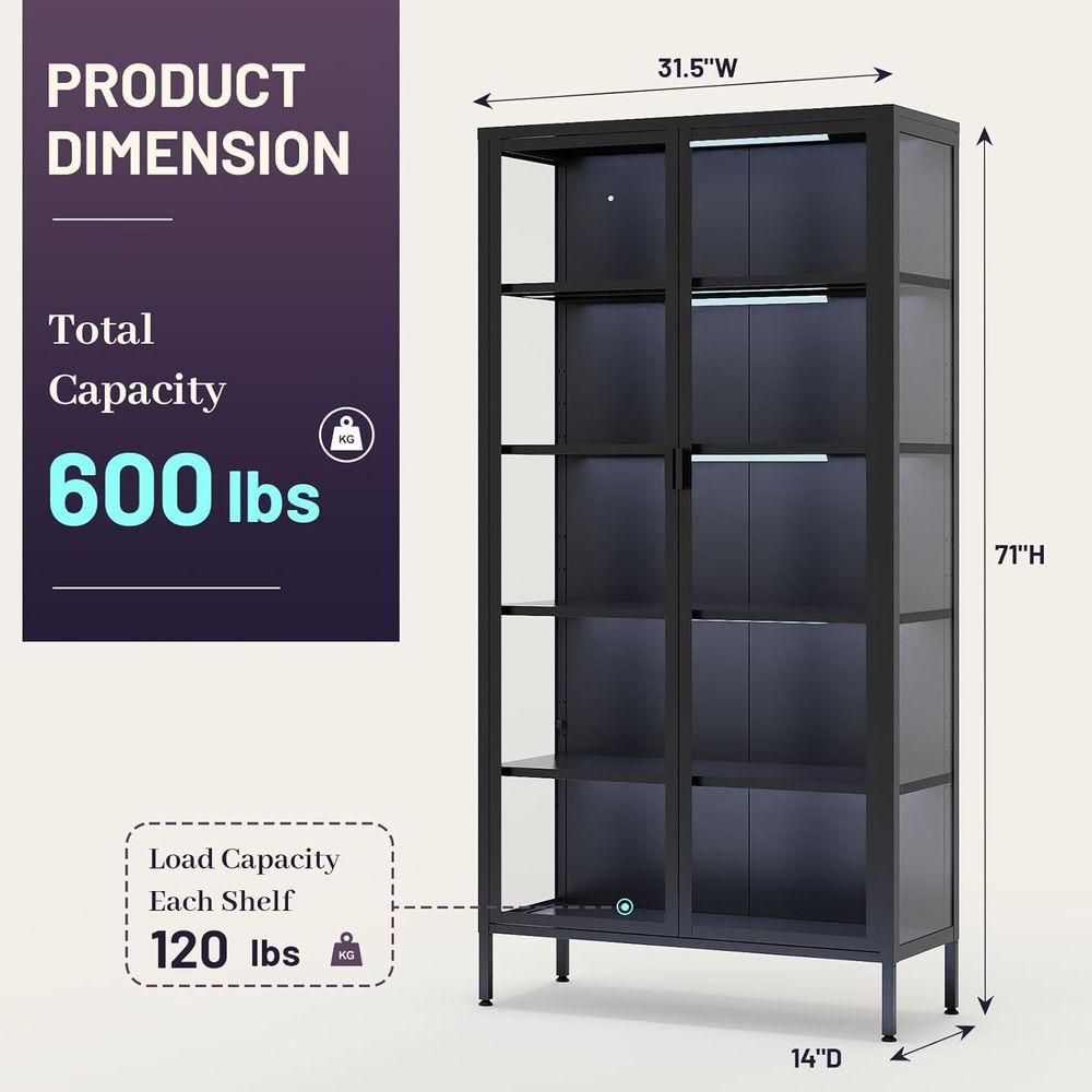 71 High Glass Display Cabinet  - đánh giá và giá Lighting & Home Decor Studio