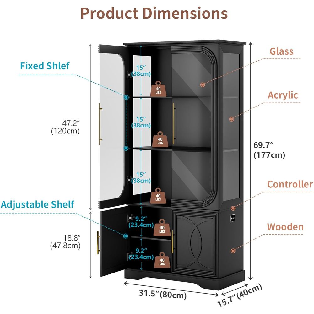 2pc Wood Display Cabinet with  - đánh giá và giá Lighting & Home Decor Studio