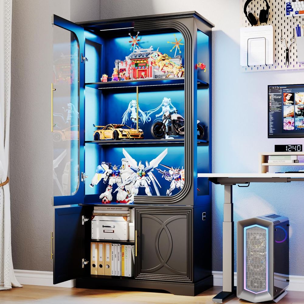 2pc Wood Display Cabinet with  - đánh giá và giá Lighting & Home Decor Studio