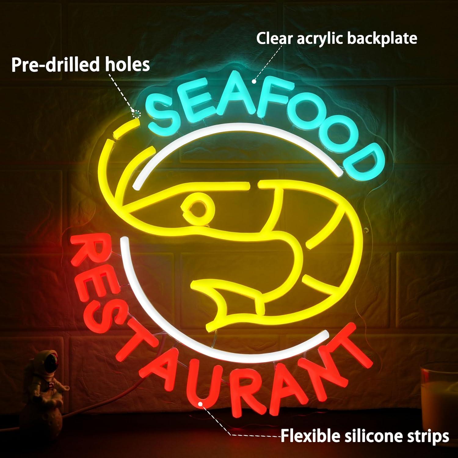 Seafood Restaurant Neon Sign D - đánh giá và giá Restaurant Lighting Decoration
