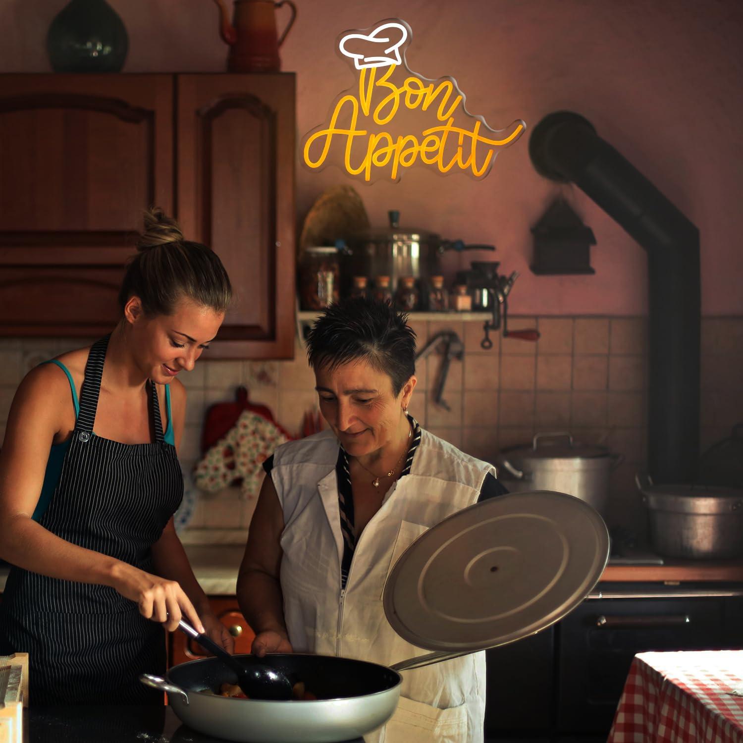 Bon Appetit Chef Hat Neon Sign - đánh giá và giá Restaurant Lighting Decoration