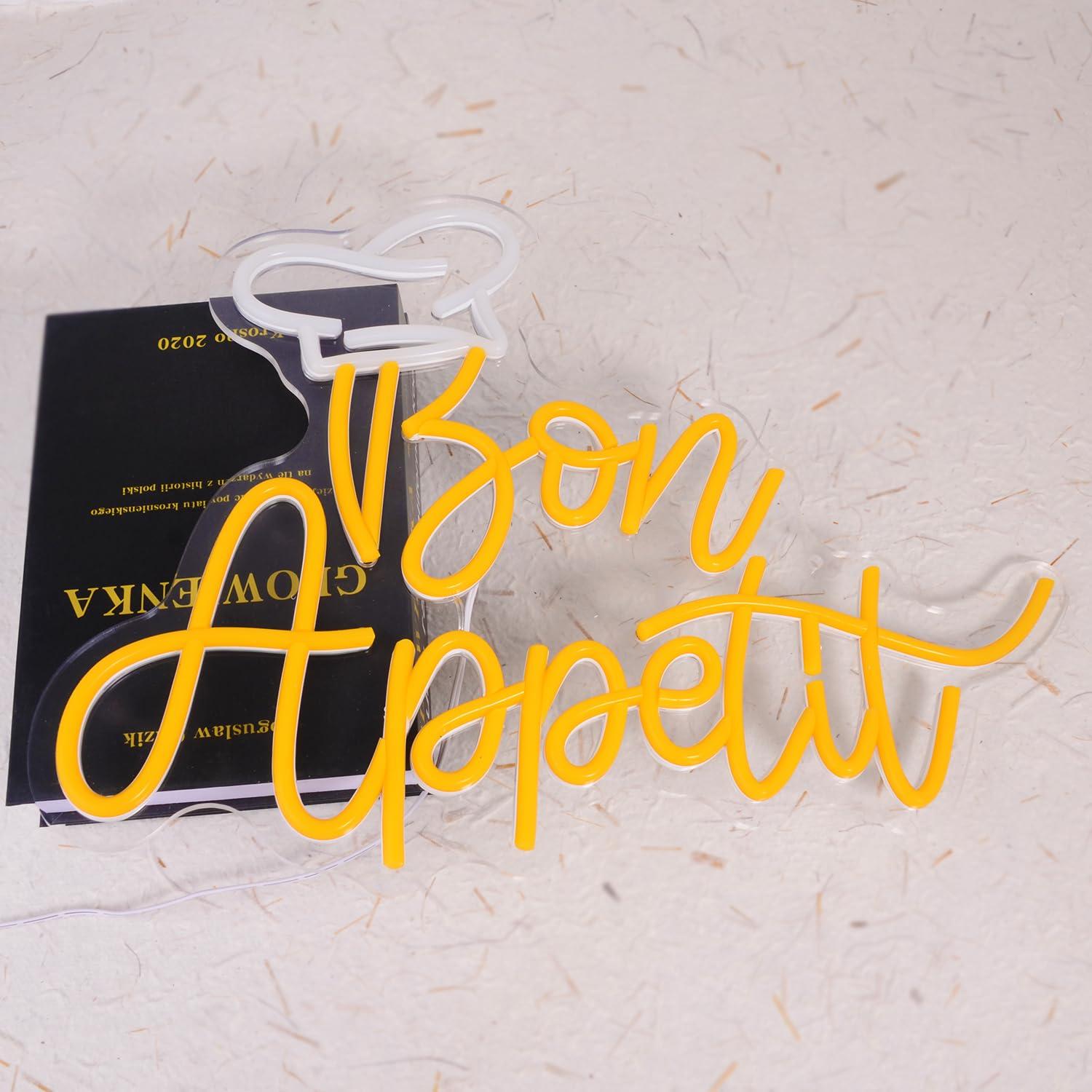 Bon Appetit Chef Hat Neon Sign - đánh giá và giá Restaurant Lighting Decoration