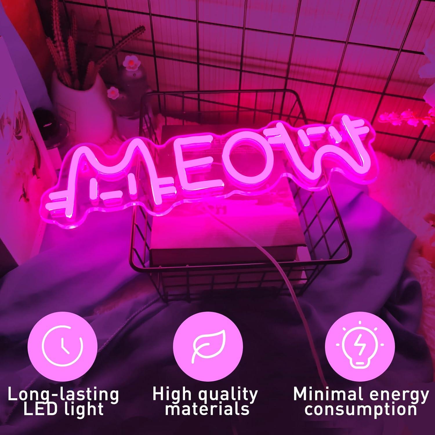 Meow Neon Sign Cat USB Powered - đánh giá và giá Lighting Decor For House
