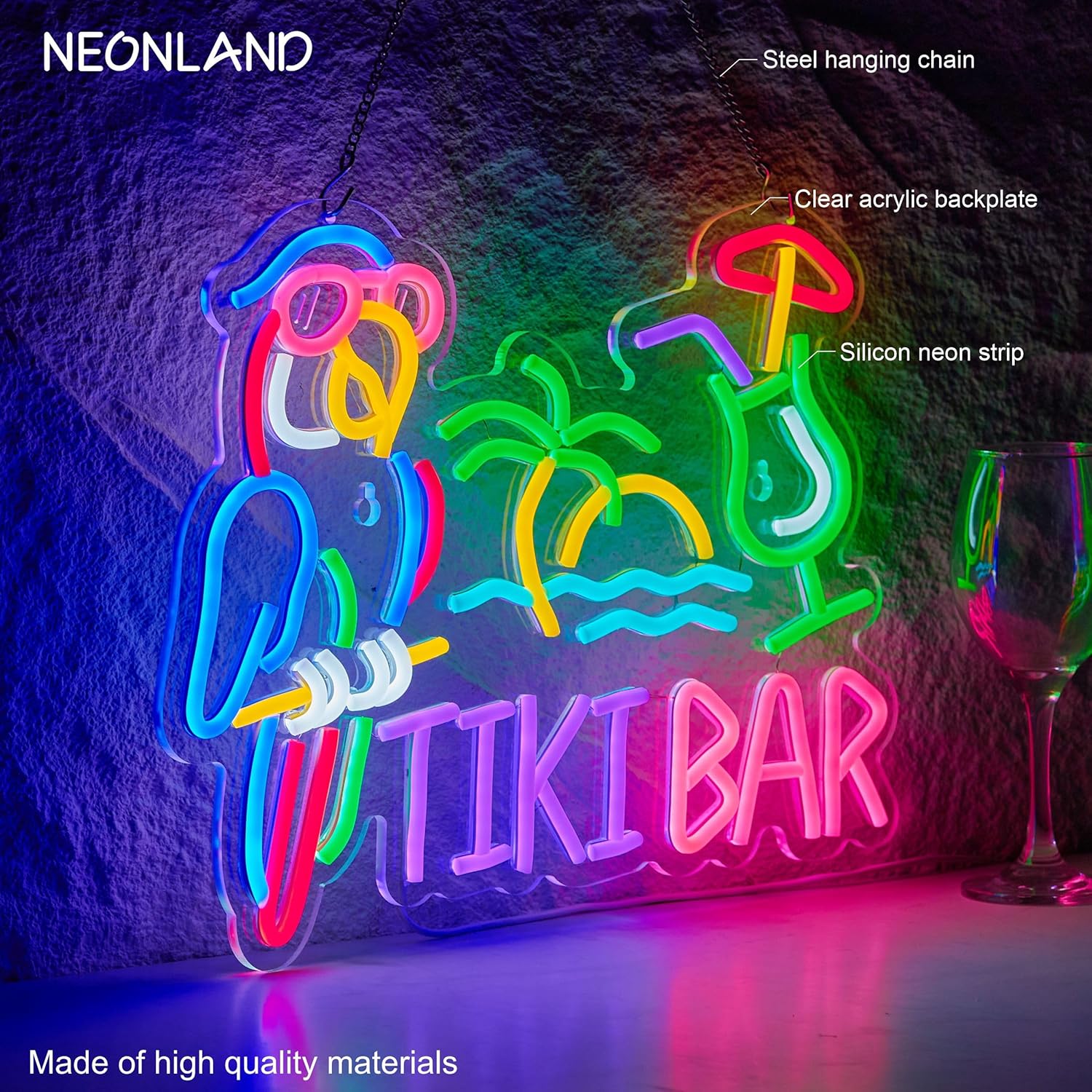 Tiki Bar Parrot Palm Tree Neon - đánh giá và giá Restaurant Lighting Decoration