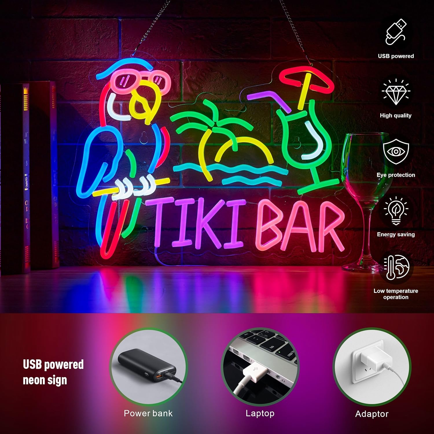 Tiki Bar Parrot Palm Tree Neon - đánh giá và giá Restaurant Lighting Decoration