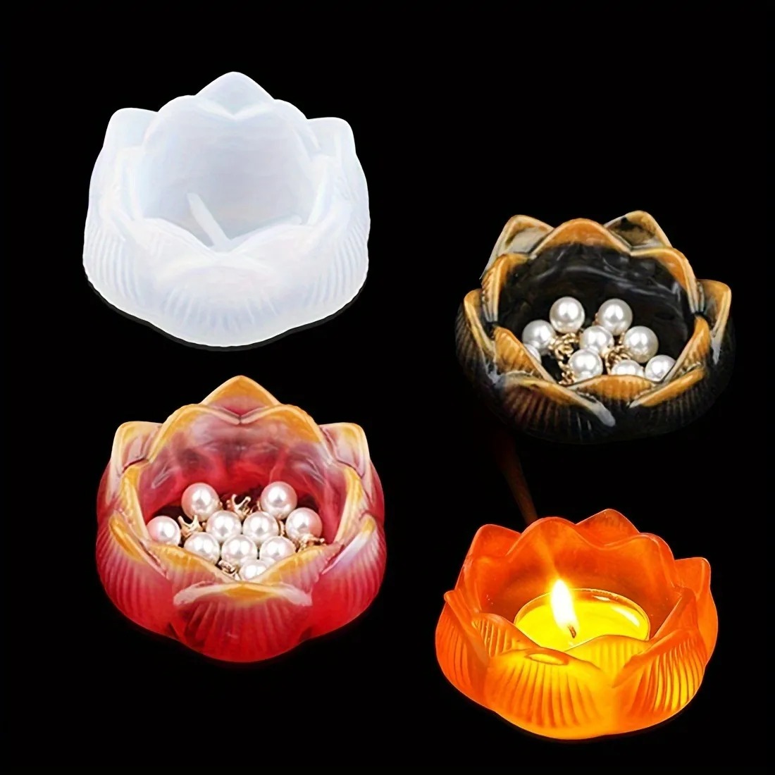 1pc DIY Lotus Flower Silicone  - đánh giá và giá Candle Holder Set