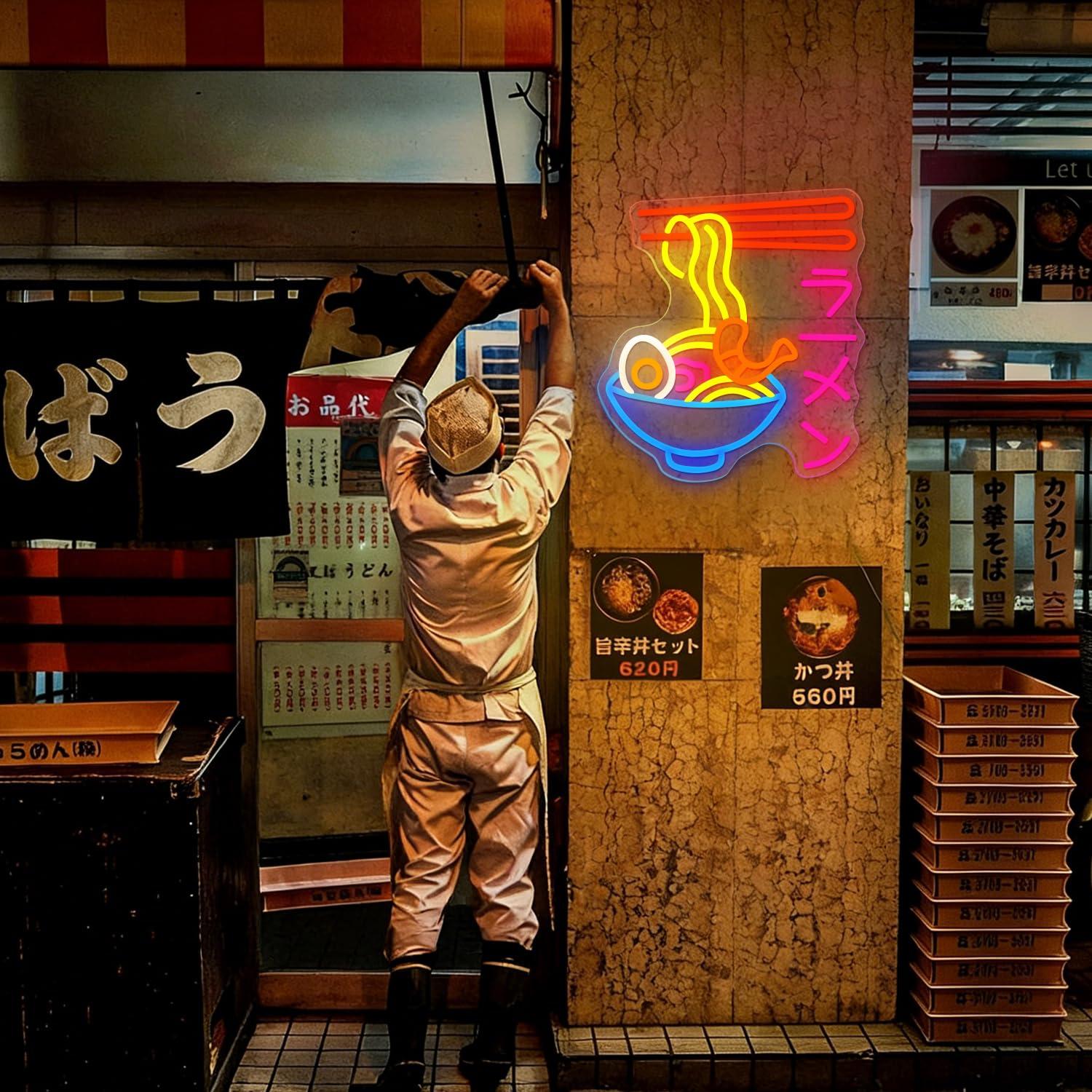 Ramen Neon Sign Japanese Noodl - đánh giá và giá Restaurant Lighting Decoration