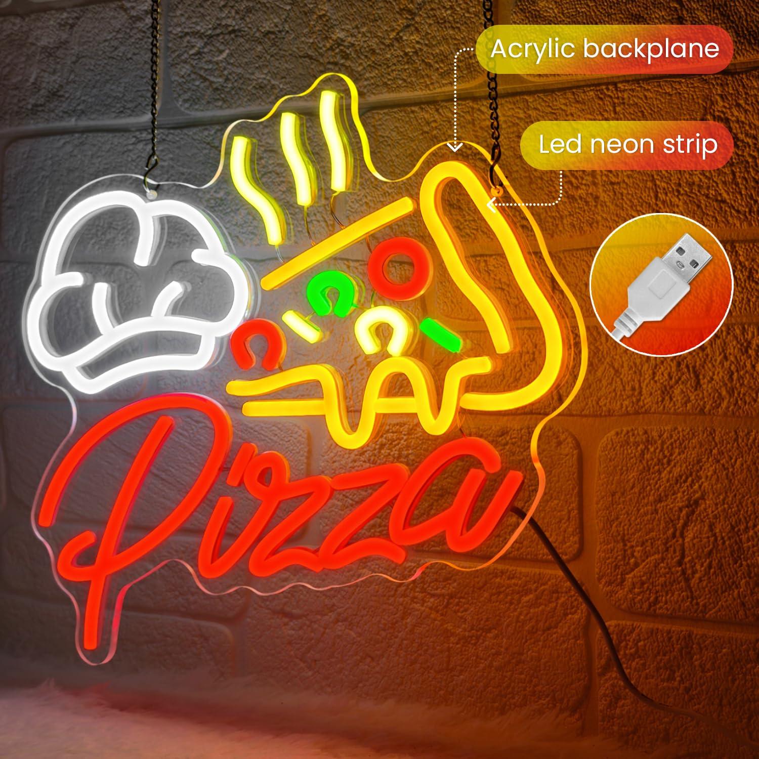 Pizza Neon Sign Colorful Pizza - đánh giá và giá Restaurant Lighting Decoration