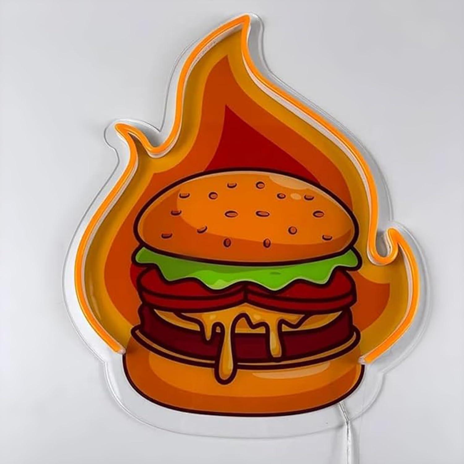 Burger Neon Sign LED Hamburger - đánh giá và giá Restaurant Lighting Decoration