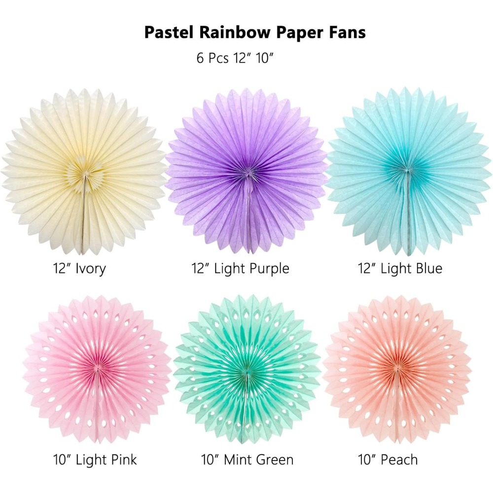 Pastel Rainbow Paper Fans Part - đánh giá và giá Decor Lighting Fans