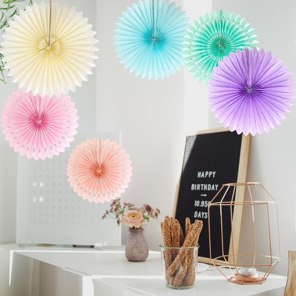 Pastel Rainbow Paper Fans Part - đánh giá và giá Decor Lighting Fans