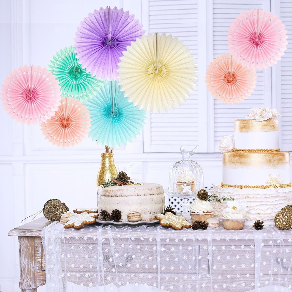 Pastel Rainbow Paper Fans Part - đánh giá và giá Decor Lighting Fans