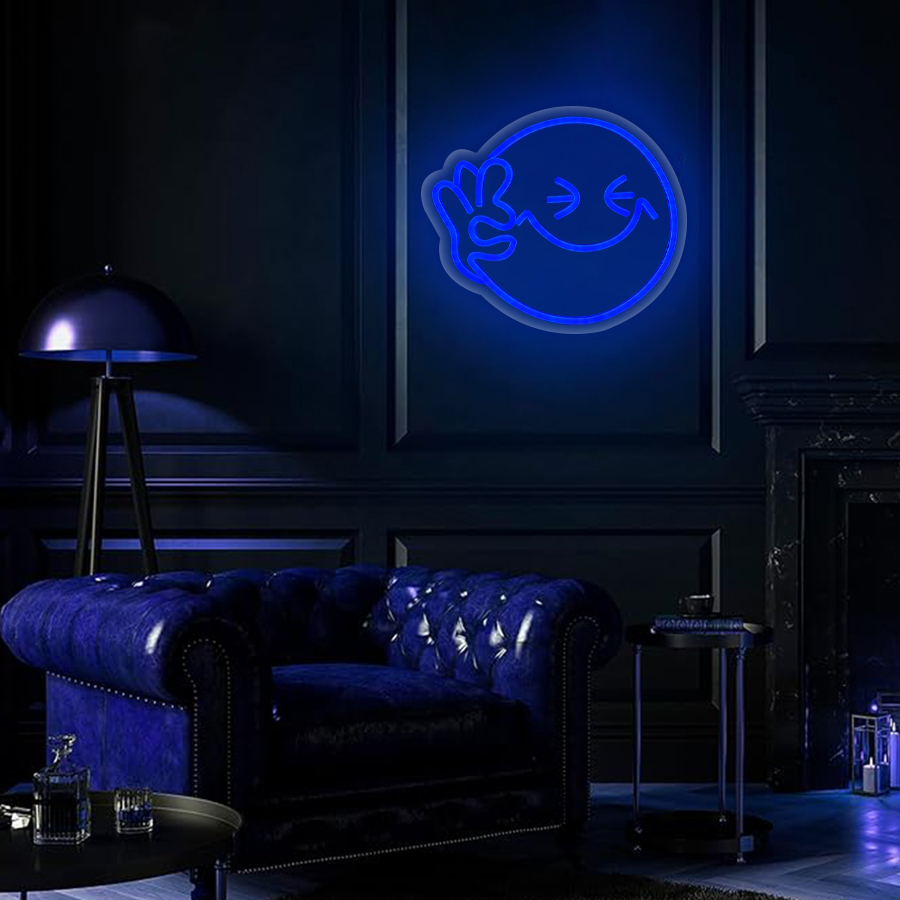 Smile OK Hand Neon Sign Blue U - đánh giá và giá Ok Lighting Decor